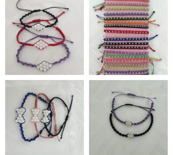 Bracelet Made of macrame weaving with wax thread with beads and pearls