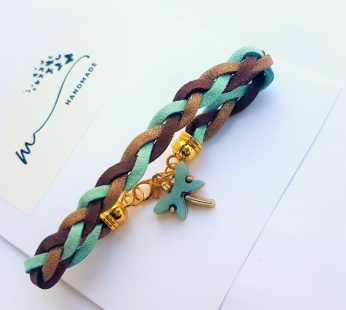 Bracelet “Dragonfly”. It is made in the form of braid with three colors of leather